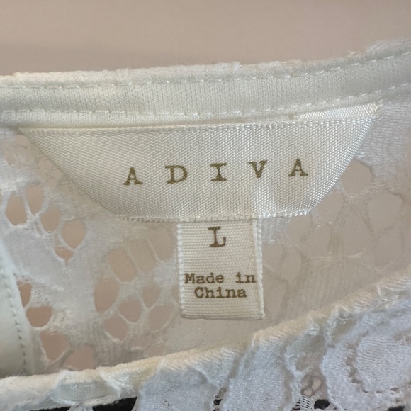 ADIVA WOMEN'S OPEN LACE BELL SLEEVE TOP WITH SHELL WHITE SZ L - Picture 3 of 7